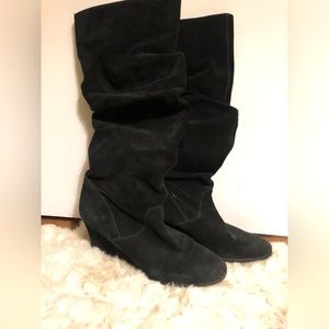 100% Suede Wedge Heel Knee-high Boots